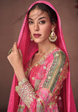 Festive Pink Sequin Embroidered Organza Silk Anarkali Set Online Shopping