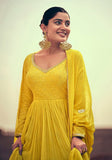 Festive Yellow Sequin Embroidered Georgette Anarkali Set Online Shopping