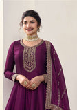 Festive Purple Zari Embroidered Georgette Kurta Set Online Shopping