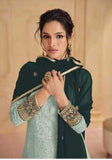 Festive Sea Green Embroidered Faux Georgette Anarkali Set Online Shopping