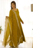 Festive Mustard Yellow Embroidered Silk Anarkali Set Online Shopping