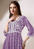 Festive Purple Chikankari Embroidered Georgette Anarkali Kurta With Dupatta Online Shopping