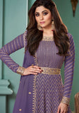 Festive Purple Embroidered Georgette Anarkali Set Online Shopping