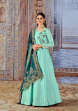 Festive Light Green Embroidered Silk Anarkali Kurta Set Online Shopping