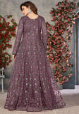 Festive Lavender Embroidered Pure Net Anarkali Kurta Set Online Shopping