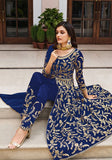 Festive Royal Blue Embroidered Butterfly Net Anarkali Set Online Shopping