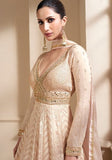 Festive Cream Embroidered Faux Georgette Anarkali Kurta Set Online Shopping