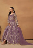 Festive Purple Embroidered Net Anarkali Kurta Set Online Shopping