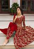 Festive Red Embroidered Butterfly Net Anarkali Set Online Shopping