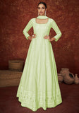 Festive Green Sequin Thread Embroidered Georgette Anarkali Set Online Shopping