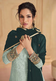 Festive Mint Green Sequin Embroidered Faux Georgette Anarkali Set Online Shopping