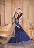 Festive Navy Blue Embroidered Silk Anarkali Kurta Set Online Shopping