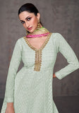 Festive Mint Green Sequin Embroidered Faux Georgette Anarkali Set Online Shopping