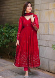 Festive Maroon Embroidered Georgette Anarkali Set Online Shopping