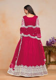 Festive Magenta Embroidered Net Anarkali Kurta Set Online Shopping