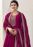 Festive Pink Zari Embroidered Georgette Kurta Set Online Shopping