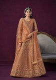 Festive Orange Embroidered Net Anarkali Kurta Set Online Shopping