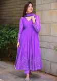 Festive Purple Embroidered Georgette Anarkali Set Online Shopping