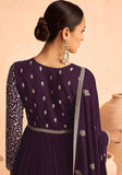 Festive Purple Sequin Embroidered Faux Georgette Anarkali Set Online Shopping