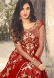 Festive Red Thread Embroidered Net Anarkali Set Online Shopping