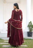 Festive Maroon Sequin Thread Embroidered Georgette Anarkali Set Online Shopping