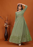 Festive Sea Green Embroidered Faux Georgette Anarkali Set Online Shopping