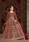 Festive Maroon Embroidered Net Anarkali Set Online Shopping