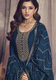 Festive Blue Sequin Embroidered Silk Anarkali Set Online Shopping