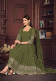 Festive Green Embroidered Georgette Kurta Set Online Shopping