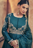 Festive Green Embroidered Georgette Anarkali Set Online Shopping