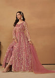 Festive Pink Embroidered Net Anarkali Kurta Set Online Shopping