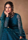 Festive Turquoise Dori Embroidered Net Anarkali Set Online Shopping