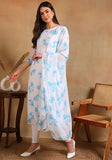 Festive Blue Solid Georgette Anarkali Kurta With Dupatta Online Shopping