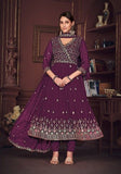 Festive Purple Embroidered Georgette Kurta Set Online Shopping