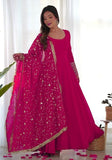 Festive Rani Pink Embroidered Georgette Anarkali Set Online Shopping