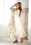 Festive Off White Printed Soft Organza Silk Anarkali Set Online Shopping