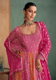 Festive Pink Zari Sequin Embroidered Georgette Anarkali Kurta Set Online Shopping