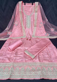 Festive Pink Sequin Embroidered Dola Silk Anarkali Set Online Shopping