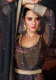 Festive Black Sequin Embroidered Georgette Kurta Set Online Shopping