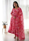 Festive Pink Printed Georgette Anarkali Set Online Shopping