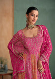 Festive Pink Thread Sequin Embroidered Georgette Anarkali Kurta Set Online Shopping