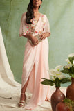 Priyanka Jain Blush pink pre-draped sari set Online Shopping