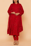 Desho Couture Red floral embroidered kurta set Online Shopping