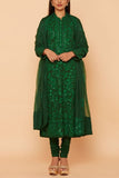 Desho Couture Green floral embroidery kurta set Online Shopping