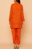 Desho Couture Orange floral embroidered short kurta set Online Shopping