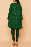 Desho Couture Green floral embroidered short kurta set Online Shopping