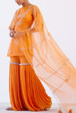 Devnaagri Orange embroidered sharara set Online Shopping