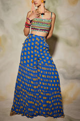 DiyaRajvvir Blue printed gharara set Online Shopping