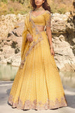 Dolly J Yellow chikankari lehenga set Online Shopping