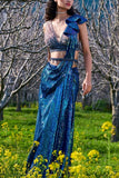 Dolly J Midnight blue draped sari set Online Shopping